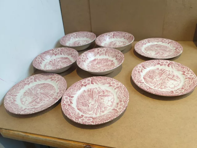 Broadhurst Ironstone Staffordshire 4 X Bowls 4x Sideplates The Constable Series