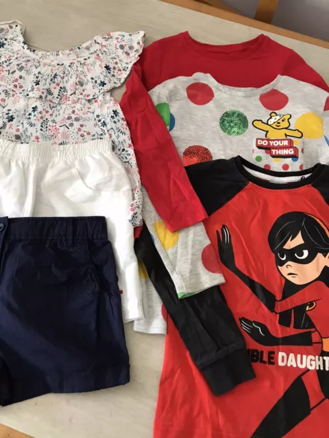 Girls Mixed Clothes Bundle Tops/Shorts x6 Items inc. NEXT age 5-6 years (gw03)