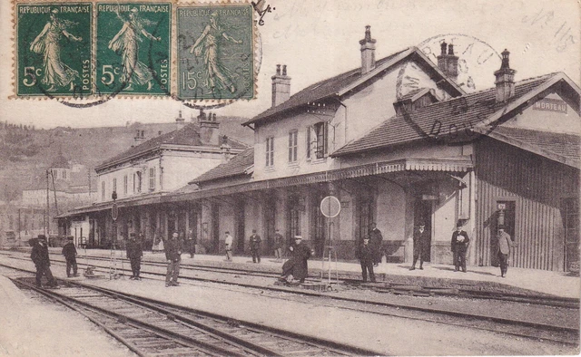 Carte postale ancienne postcard MORTEAU Doubs gare timbrée 1920