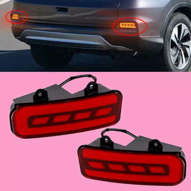 2x Rear Bumper Reflector LED Brake Stop Light Fit For Honda CRV 2015 2016