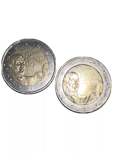 Pièce Monnaie 2 Euros Commémorative 70 Ans Appel Du 18 Juin (2010)  De Gaulle