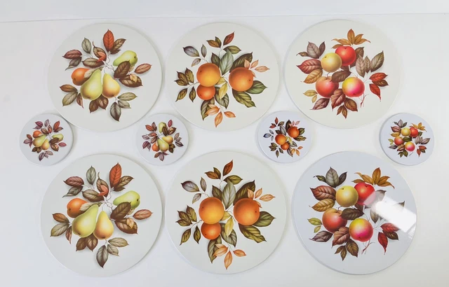 Manteles y posavases Carlton vintage Worcester Ware (6) y posavases (4)