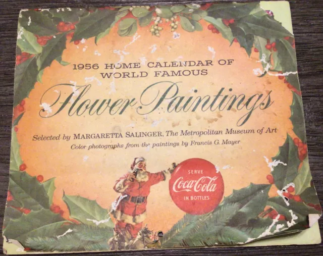 Vintage 1956 Home Calendar World Famous Flower Paintings COCA-COLA Museum Art