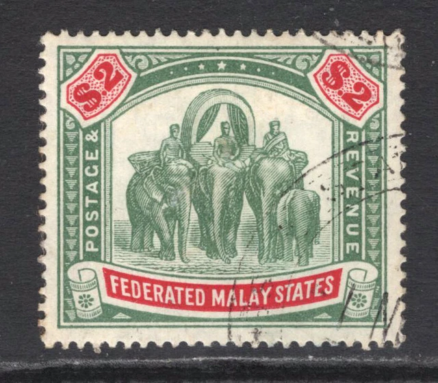 M14856 Malaysia-Federated Malay States 1907 SG49 - $2 green & carmine.