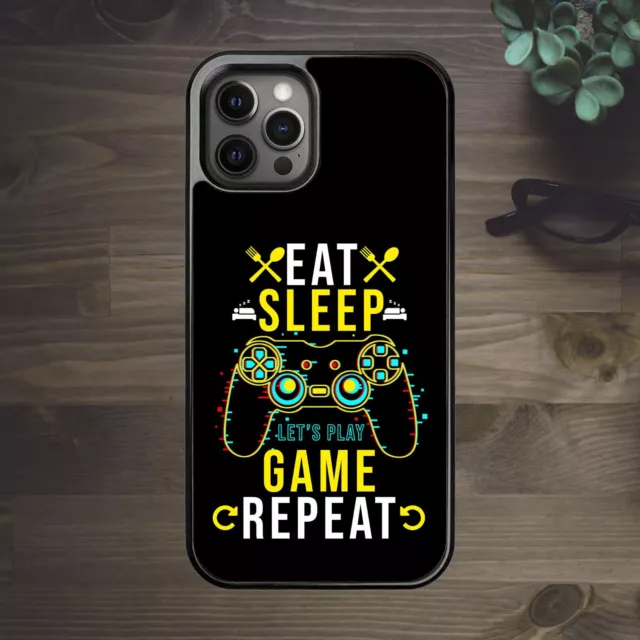 Eat Sleep Game Repeat Gamers - Custodia per iPhone 14 13 12 11 Pro Max SE XS XR X 8