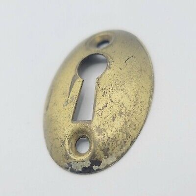 Vintage Oval Brass Skeleton Key hole Escutcheon Salvage Hardware 1 5/8" 2