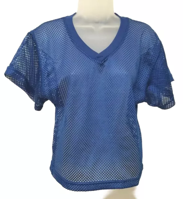 Champro Football Jersey Youth One Size Medium Blue Mesh Scrimmage Top Sports