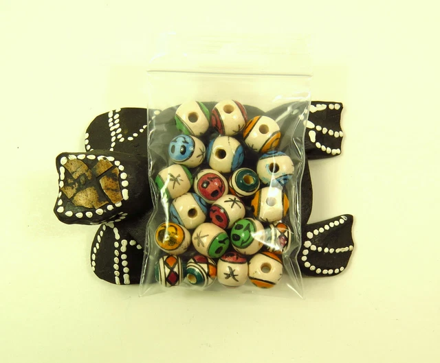 Porzellan Keramikperlen Bastelschmuck bunt rund 18x7mm Loch 2mm Handarbeit 20Stk 3