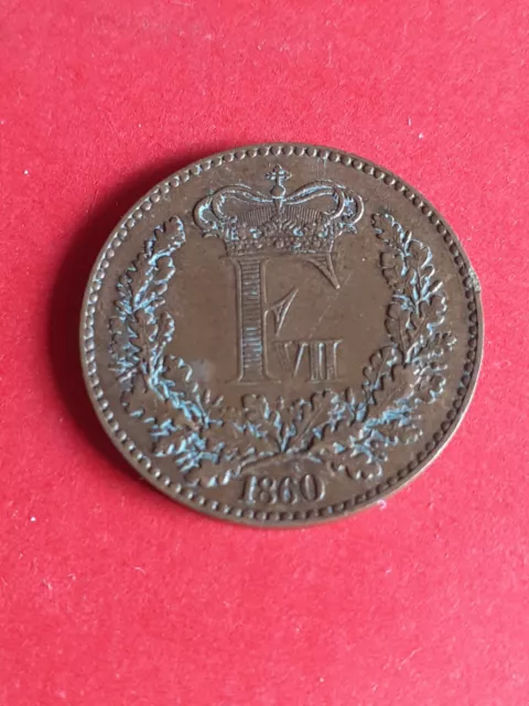 1860 Denmark Skilling Rigsmont Coin