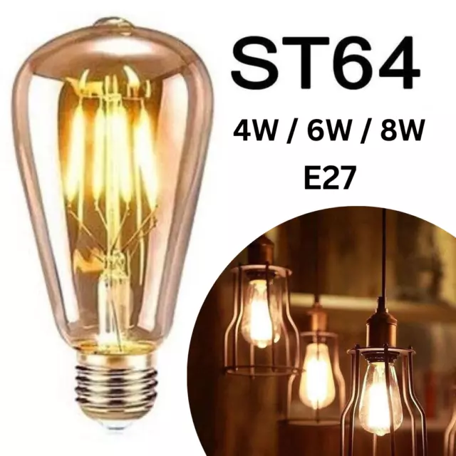 E27 LED Glühbirne Vintage Edison Filament ST64 Retro Leuchtmittel Bulbs Warmweib