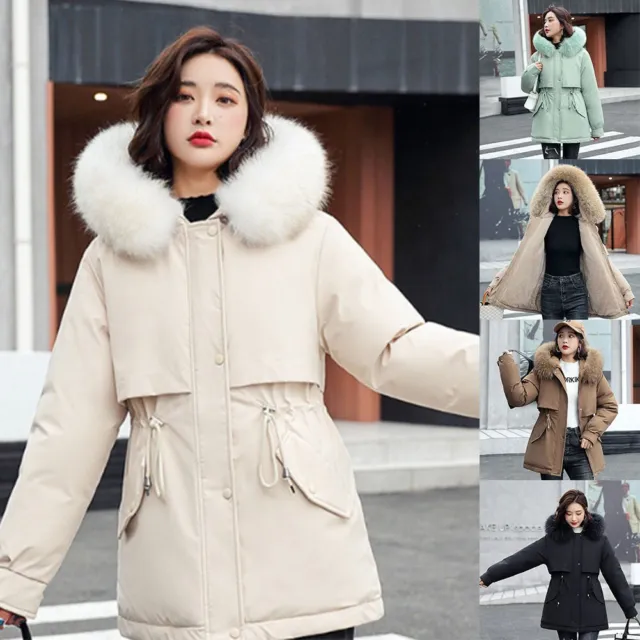 Manteau chaud rembourré polaire à capuche pour femmes, veste en fausse fourrur