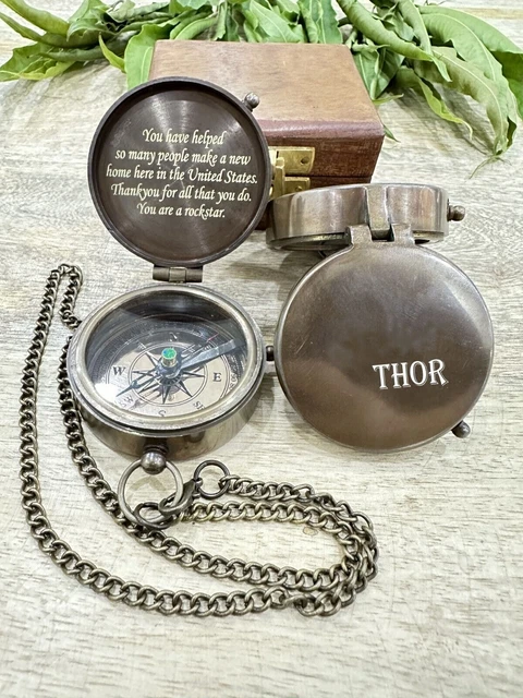 Brass Devil Compass 2" Engraved Quote Memory Present Grandson Birthday Gift Item