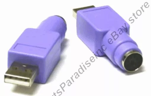 Lot10 PS2 6pin Mini DIN Female Jack~USB A Male Plug Keyboard port Adapter{PURPLE
