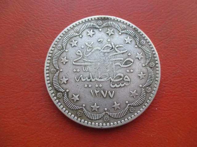 Ottoman Empire - 1277 year 9 1869 - 20 kurush - 0.830 silver - 37mm  (ref  671)