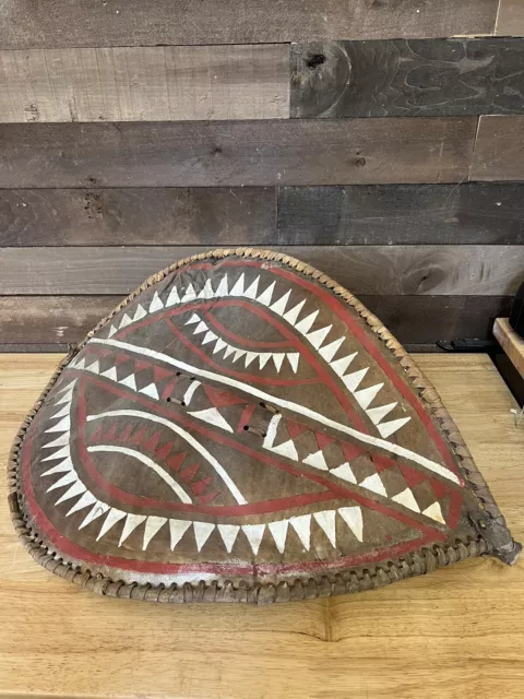 Antique African Maasai Warrior Tribal Hand Painted Hide Shield