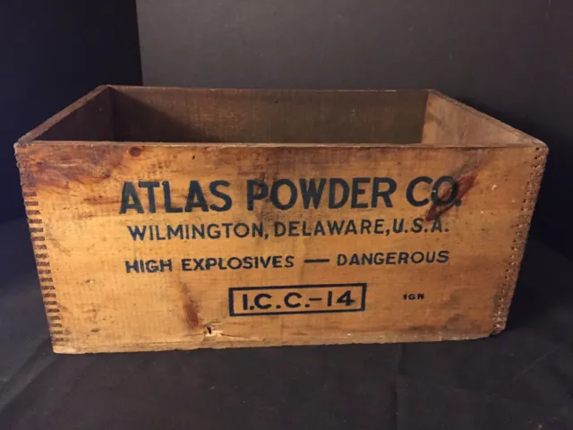 Antique Vintage High Explosive Dynamite Crate Advertising Atlas Powder Co. 3