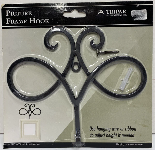 Tripar Int Black Picture Frame Hook Wall Deco Hanging Hardware Included 2013 NOS
