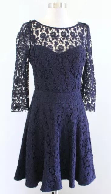 Reiss Sweetness Navy Blue Lace Fit and Flare Dress Size 4 Cocktail *FLAW