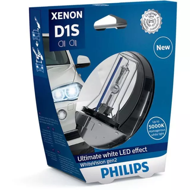 1x Philips D1S 35W White Vision gen2 Xenón 120% más de luz 85415WHV2S1