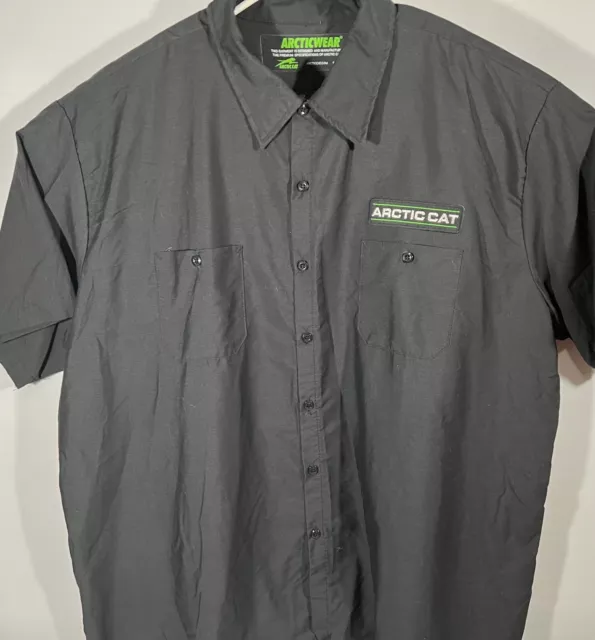 Arctic Cat Racing Dealer Men’s S/S Arcticwear Black Button Front Shirt Sz 4XL