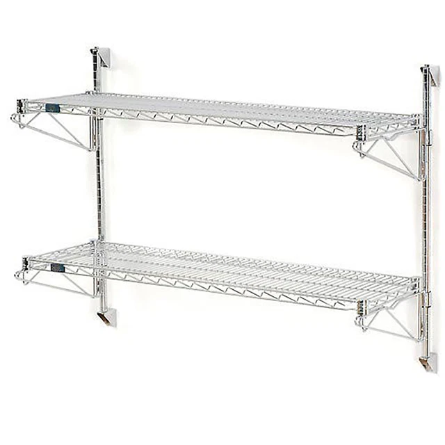 Nexel Poly-Green Wall Mount Wire Shelving, 24"W x 14"D x 34"H 2-Shelf Starter
