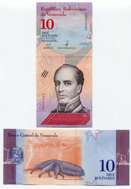 Venezuela PNEW 2018 10 Bolivares Soberano UNC 100 aufeinanderfolgende Banknoten 1 Bündel 2