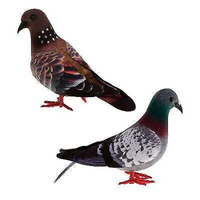 Paar künstliche gefiederte Tauben-Vogelstatuen aus Schaumstoff zur Dekoration