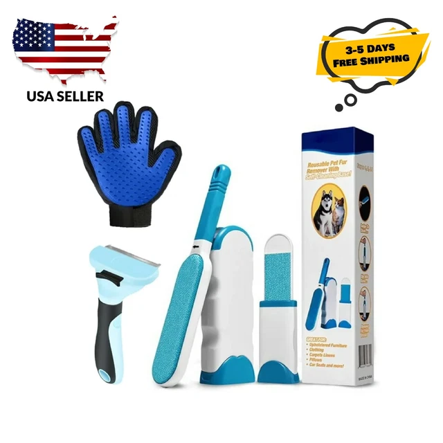 Dog Cat Pet Fur Hair & Lint Remover With Self Cleaning Base Reusable Grooming