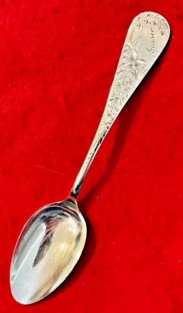 Whiting Lily Antique Engraved Sterling Silver 6 3/4" Oval Soup Spoon - Monogram