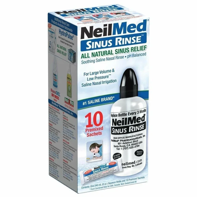 NEILMED SINUS RINÇAGE Starter Kit Prémixé Standard Nasal Soulagement 10 ...