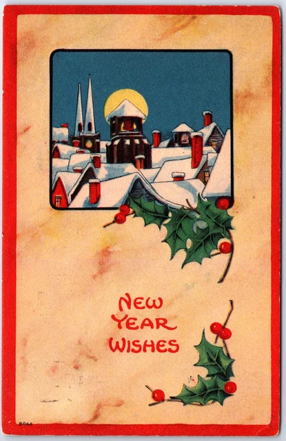 Vintage Postcard Multicolor New Year Wishes Posted 1915