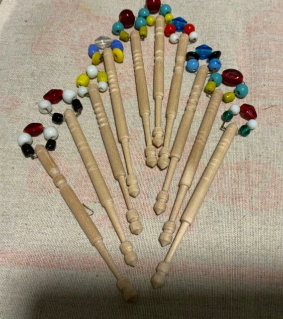 10 bobinas de encaje de madera - con abrazaderas con cuentas