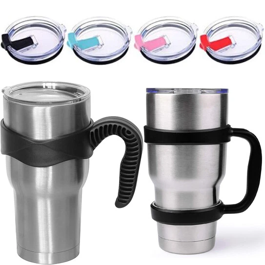 30 Oz Travel Mug Cup Grip Holder Handle Spill Proof Lid for YETI Rambler Tumbler