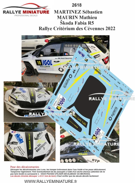 Décalcomanies 1/24 SKODA FABIA CAMPANA – Critérium Des Cévennes 2022 – Modélisme Rallye – Neuf