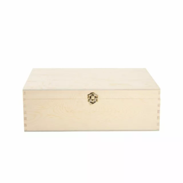 Wickerfield  Natural  Wooden Treasure Chest With Hinged Lid And Locking Clasp