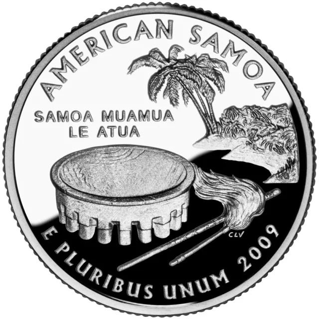 2009 S Silver Gem Proof American Samoa Territory State Quarter 90% Silver