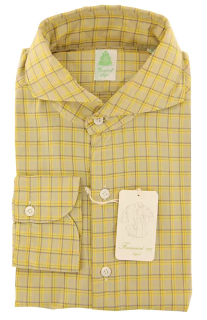 Finamore Napoli Yellow Plaid Cotton Shirt - Extra Slim - 16/41 - (WQ)