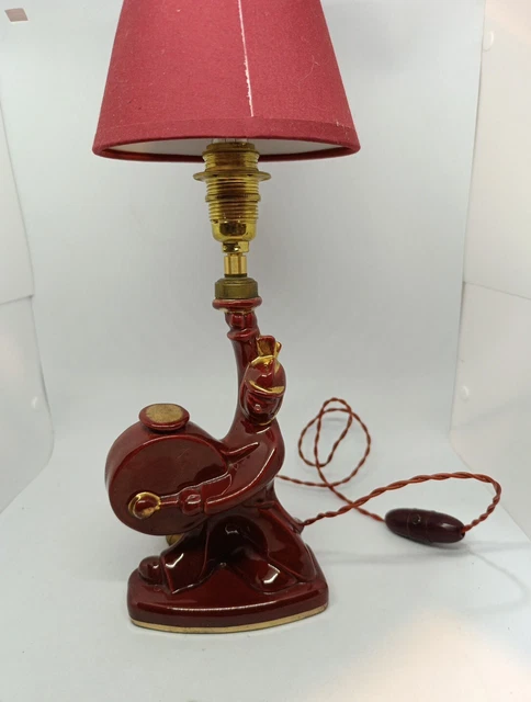 Lampe de chevet céramique boule rouge H 25cm