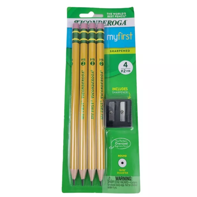 Ticonderoga My First Pencils Set of 4 #2 HB Pre-sharpened with Sharpener