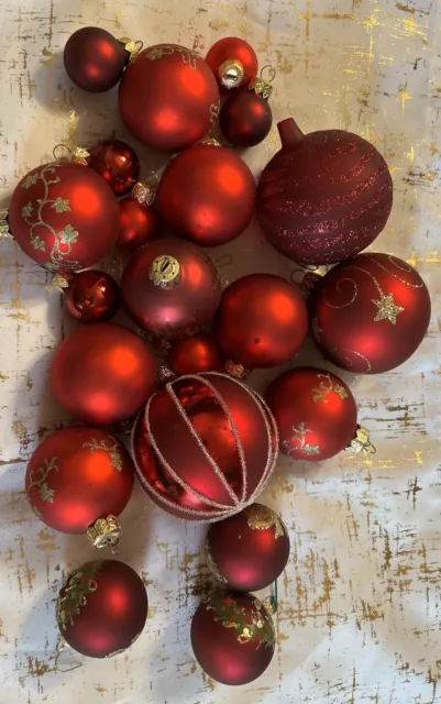 Lot Of MCM Red Mercury Glass Shiny Brite Style Christmas Tree Ornaments VTG #2