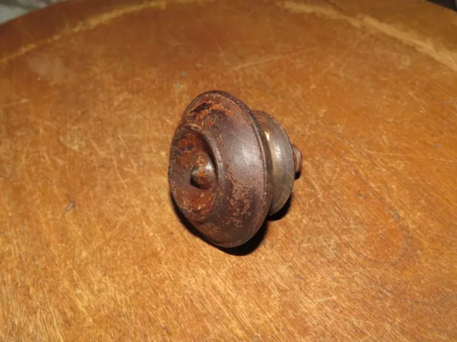 Antique Victorian Turned Wooden Drawer Pull Knob with Wooden Screw End, 2 Inch