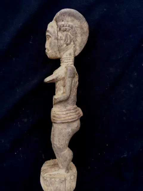 african tribal art fine   face fertitiky figure FANTE 28 cm wood vintage