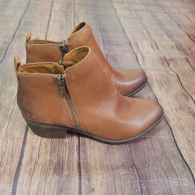Lucky Brand Womens Boots Brown 6.5 Basel Ankle 1.5" Block Heel Almond Toe