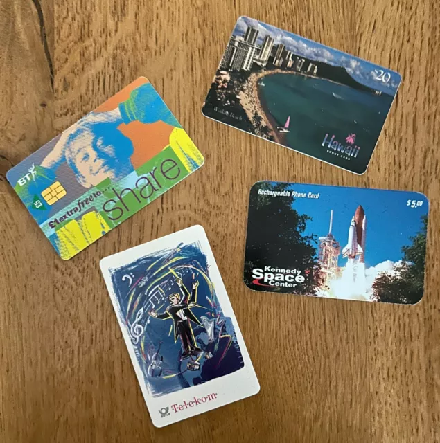 VINTAGE Phone Cards ~ Kennedy Space Centre, Waikiki Beach~ Hawaii, BT, Telekom