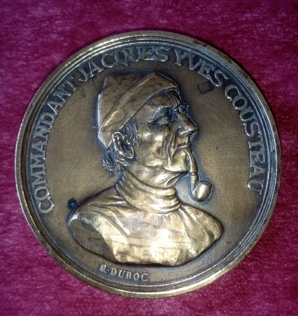 Médaille En Bronze Commandant Cousteau - La Calypso - Sculpture R. Duboc