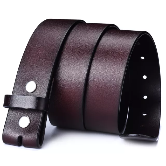 Mens Luxury  Solid Strap Genuine Leather Belt Replace Without Pin Buckle Snaps