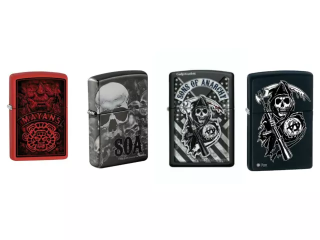 New Zippo Petrol Lighter Sons Of Anarchy Black Ice Samcro Or Mayans Windproof