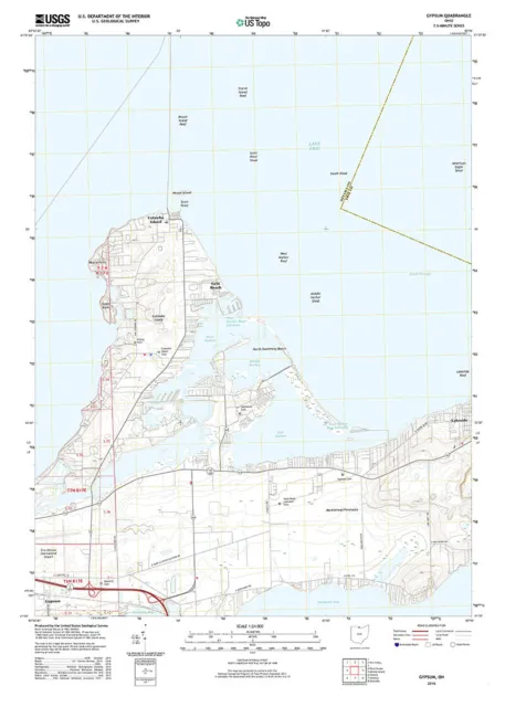 2016 Topo Map of Gypsum Ohio Lake Erie Islands Catawba Island