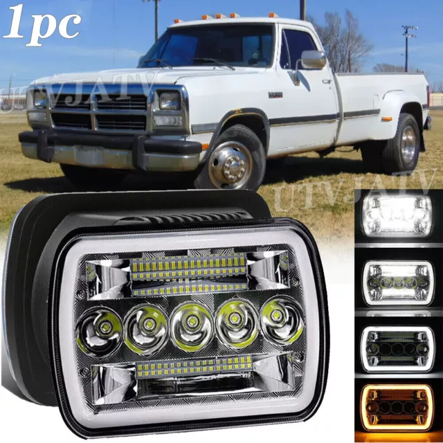 5x7" 7x6" LED Headlight Hi/Lo Beam DRL For Dodge D150 D250 D350 Ram 50 H4 JEEP