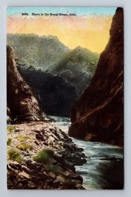 Royal Gorge CO-Colorado, Scenic Mountain View At Dawn, Vintage Souvenir Postcard